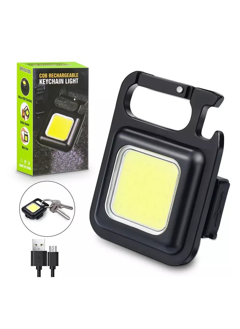 HEXABEX Bright Light Mini Key Chain Led Light COB 800 Lumens Outdoor Rechargeable Small Magnetic Flash Light Black  - Image 1