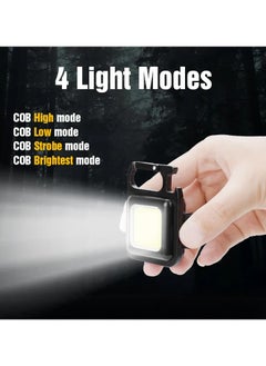 HEXABEX سلسلة مفاتيح صغيرة بإضاءة ساطعة، ضوء LED COB 800 لومن خارجي قابل لإعادة الشحن، ضوء فلاش مغناطيسي صغير أسود  - Image 4