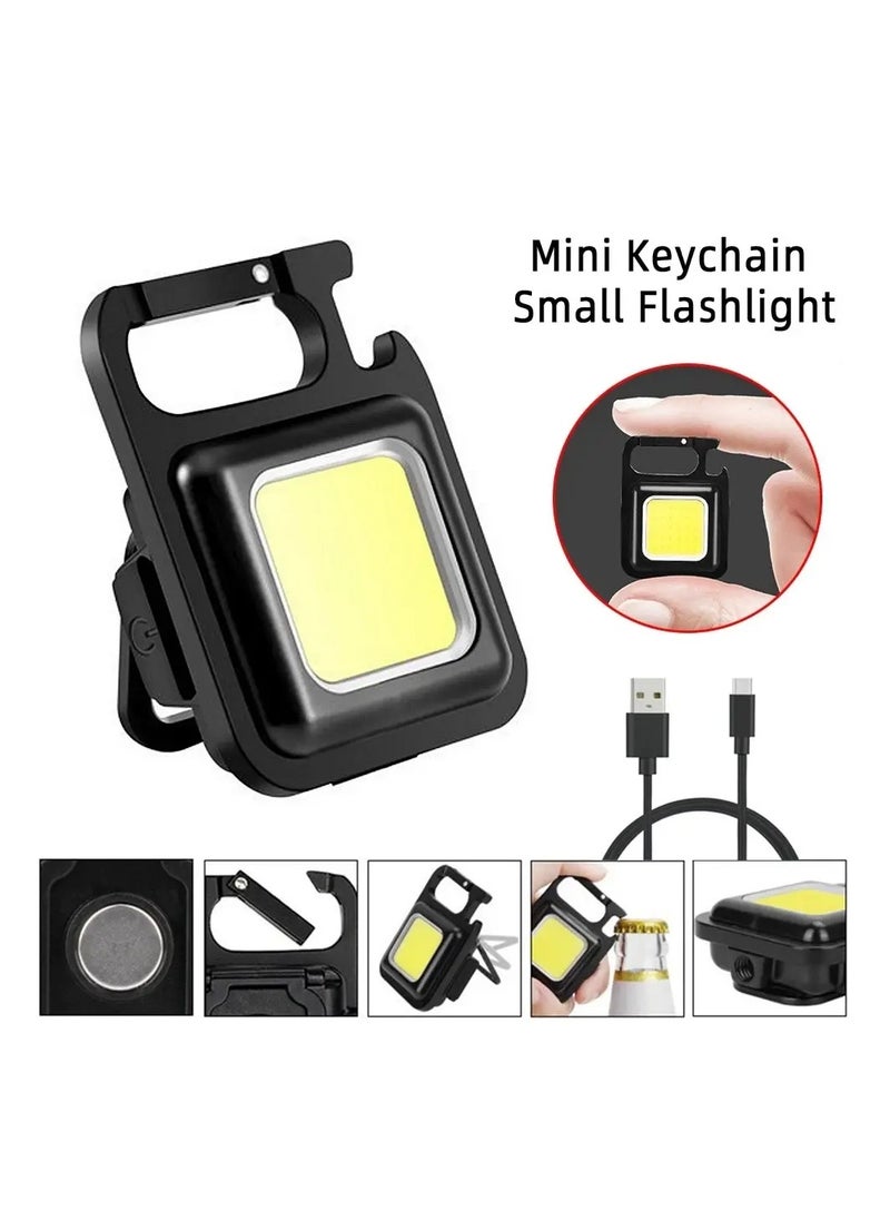 HEXABEX Bright Light Mini Key Chain Led Light COB 800 Lumens Outdoor Rechargeable Small Magnetic Flash Light Black  - Image 3