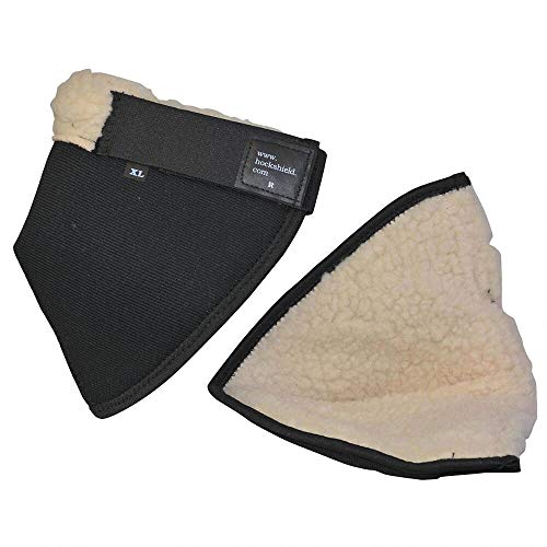 Intrepid International Click Horse Hock Shield, Hock Shield for Horses, Fleece Lining, Prevents Hock Sores & Bed Sores, Tear Resistant Protectors, Black w/Green Trim XL Horse Size 16"-20" - Image 1