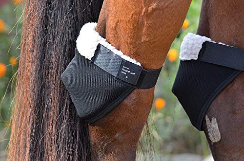 Intrepid International Click Horse Hock Shield, Hock Shield for Horses, Fleece Lining, Prevents Hock Sores & Bed Sores, Tear Resistant Protectors, Black w/Green Trim XL Horse Size 16"-20" - Image 2
