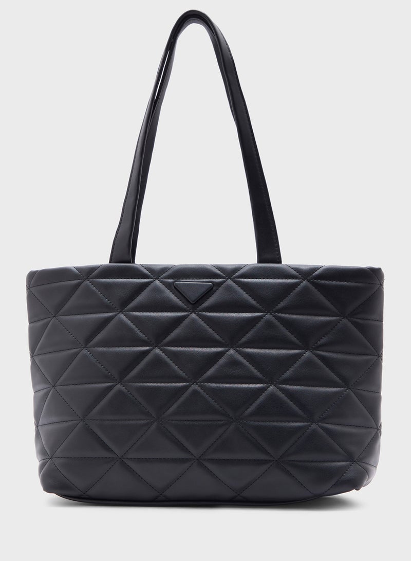 Ginger Quilted Geometric Texture Tote Bag - Image 1