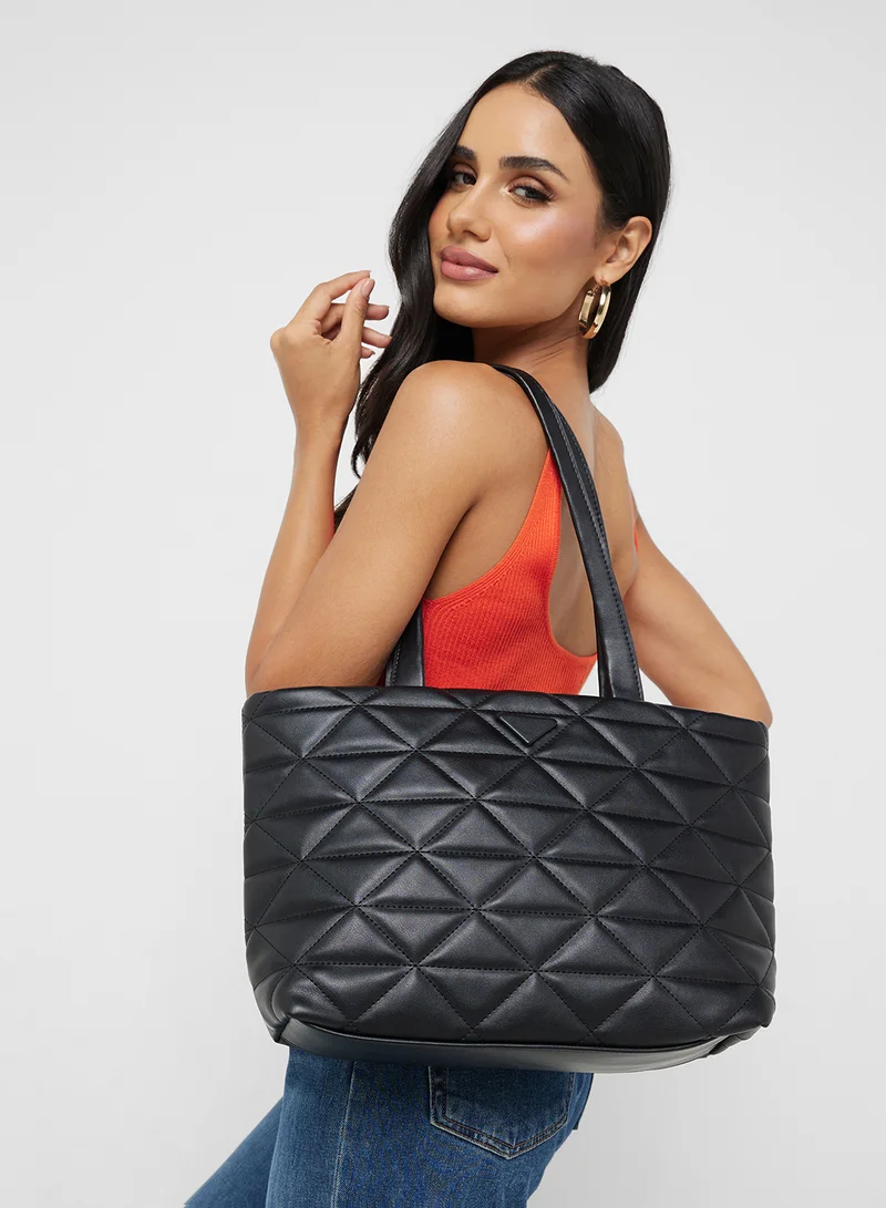 Ginger Quilted Geometric Texture Tote Bag