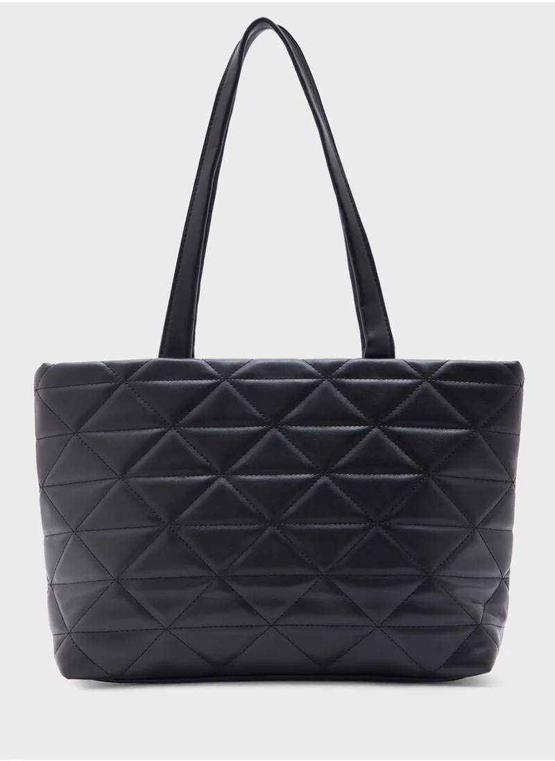 جينجر Quilted Geometric Texture Tote Bag