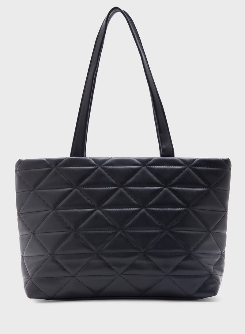 Ginger Quilted Geometric Texture Tote Bag - Image 2