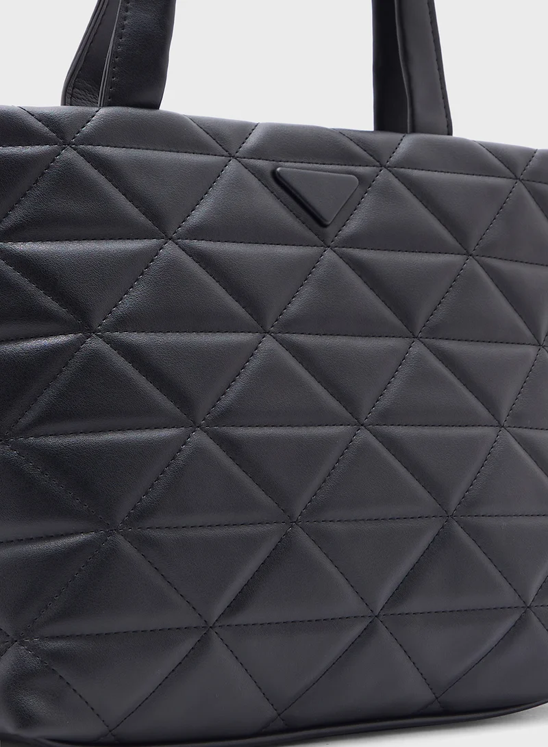 Ginger Quilted Geometric Texture Tote Bag