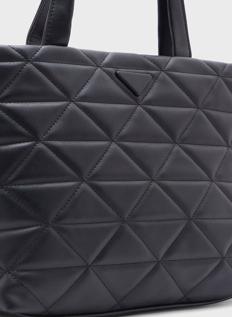 Ginger Quilted Geometric Texture Tote Bag - Image 4