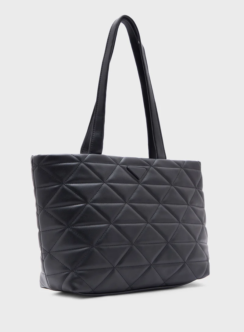Ginger Quilted Geometric Texture Tote Bag