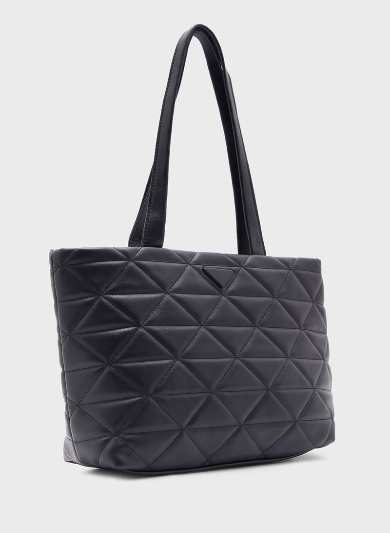 Ginger Quilted Geometric Texture Tote Bag - Image 3
