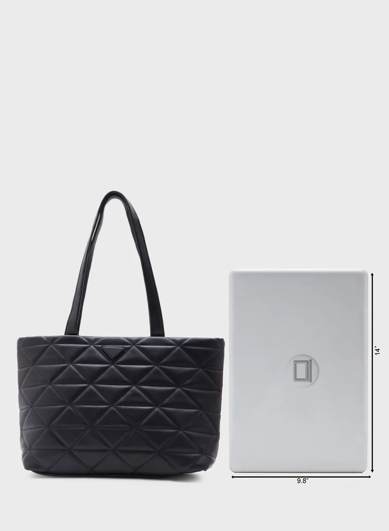 Ginger Quilted Geometric Texture Tote Bag