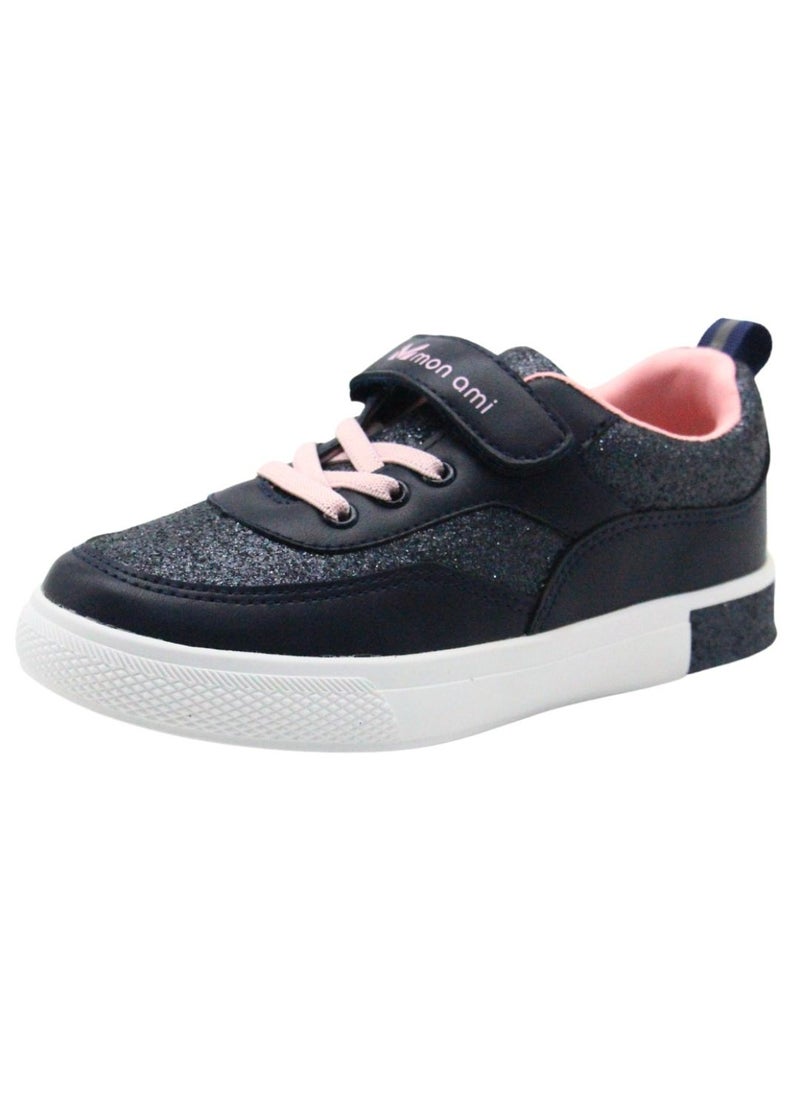 Mon Ami Girls’ Casual Sneakers – Lightweight Glitter Lace-Up Shoes with Hook & Loop Strap, Cushioned Sole, and Breathable Design for School and Everyday Play  - Image 4