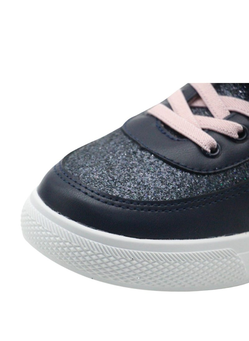 Mon Ami Girls’ Casual Sneakers – Lightweight Glitter Lace-Up Shoes with Hook & Loop Strap, Cushioned Sole, and Breathable Design for School and Everyday Play  - Image 3