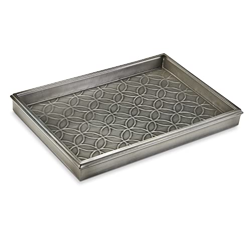 Good Directions Small Boot Tray, Double Circles Multi-Purpose All Weather Decorative Boot Shoes, Plants, Garage, Patio Door, Pet Bowls, 20 inch Entry Indoor Shoe Tray for Apartment, Dark Zinc Gray - Image 1