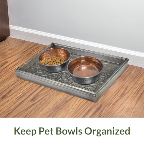 Good Directions Small Boot Tray, Double Circles Multi-Purpose All Weather Decorative Boot Shoes, Plants, Garage, Patio Door, Pet Bowls, 20 inch Entry Indoor Shoe Tray for Apartment, Dark Zinc Gray - Image 5