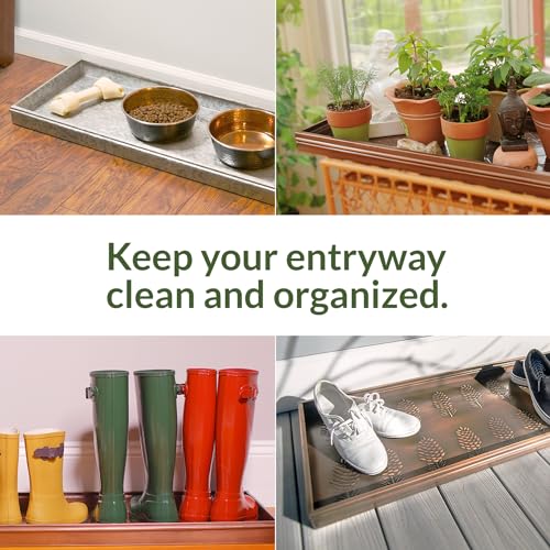 Good Directions Small Boot Tray, Double Circles Multi-Purpose All Weather Decorative Boot Shoes, Plants, Garage, Patio Door, Pet Bowls, 20 inch Entry Indoor Shoe Tray for Apartment, Dark Zinc Gray - Image 2