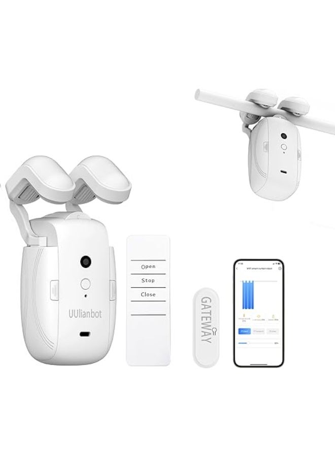 جهاز فتح وإغلاق الستائر الأوتوماتيكي - جهاز فتح ستائر ذكي إلكتروني للسكك الرومانية، مزود بتقنية بلوتوث وتطبيق/مؤقت، متوافق مع أليكسا وجوجل هوم، ستائر كهربائية مع جهاز تحكم عن بعد - Image 1