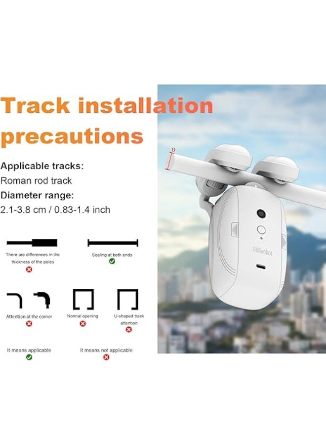 جهاز فتح وإغلاق الستائر الأوتوماتيكي - جهاز فتح ستائر ذكي إلكتروني للسكك الرومانية، مزود بتقنية بلوتوث وتطبيق/مؤقت، متوافق مع أليكسا وجوجل هوم، ستائر كهربائية مع جهاز تحكم عن بعد - Image 4