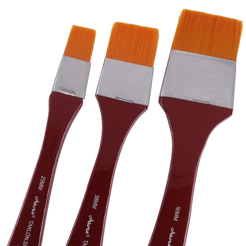 Arora Long Handle Synthetic Hair Flat Paintbrush Set of 3 pc for Watercolor and Acrylic Painting 1,1.5 and 2 inch - Image 3