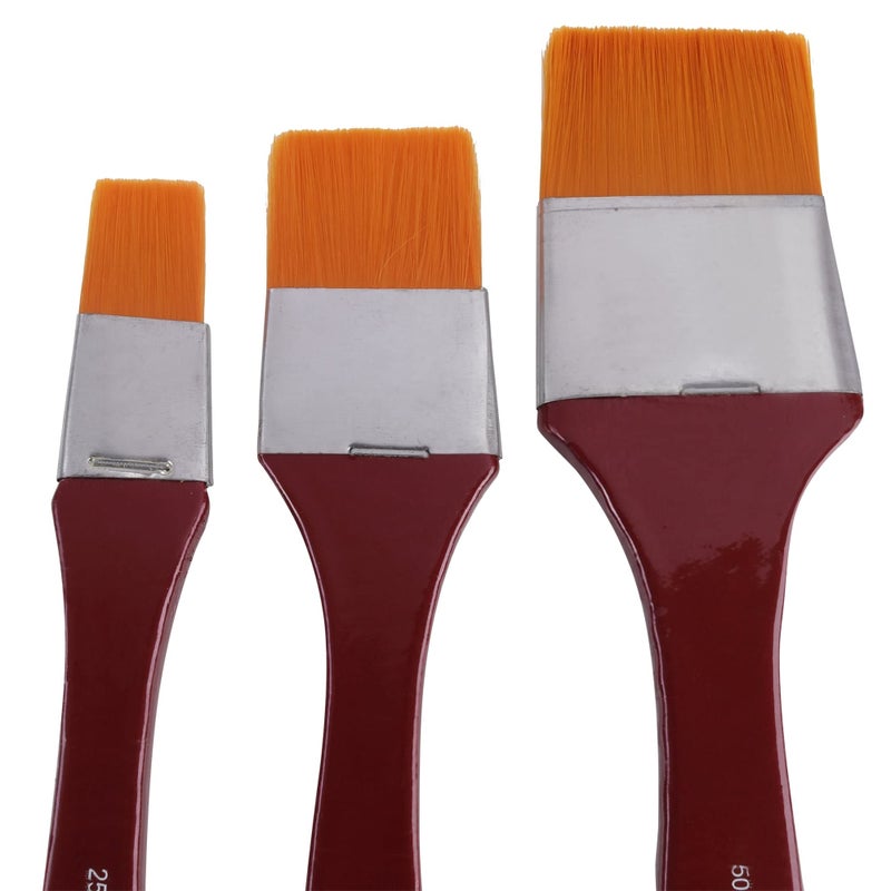 Arora Long Handle Synthetic Hair Flat Paintbrush Set of 3 pc for Watercolor and Acrylic Painting 1,1.5 and 2 inch - Image 5
