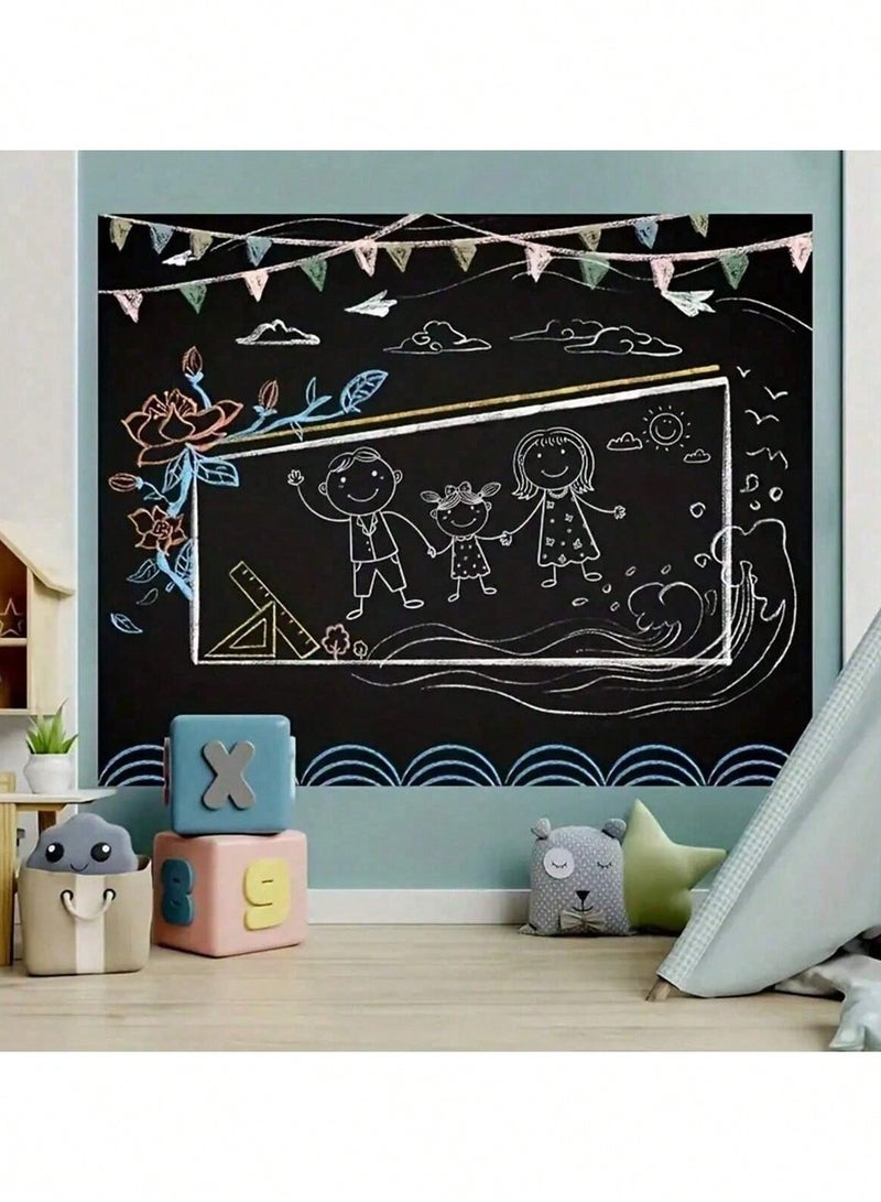 Chalkboard Sticker for Kids – Encourages learning letters, numbers, and free drawing, helping to boost your child’s imagination and skills. Sticker size: (200×45 cm) – Comes with 3 chalk pens and an eraser - Image 5