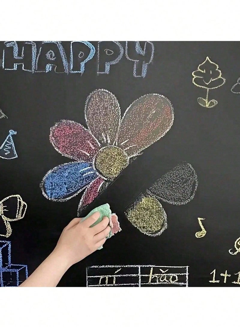 Chalkboard Sticker for Kids – Encourages learning letters, numbers, and free drawing, helping to boost your child’s imagination and skills. Sticker size: (200×45 cm) – Comes with 3 chalk pens and an eraser - Image 4