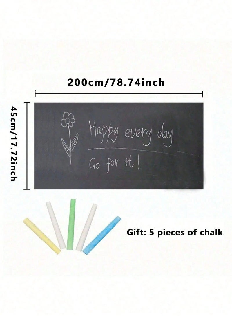 Chalkboard Sticker for Kids – Encourages learning letters, numbers, and free drawing, helping to boost your child’s imagination and skills. Sticker size: (200×45 cm) – Comes with 3 chalk pens and an eraser - Image 2