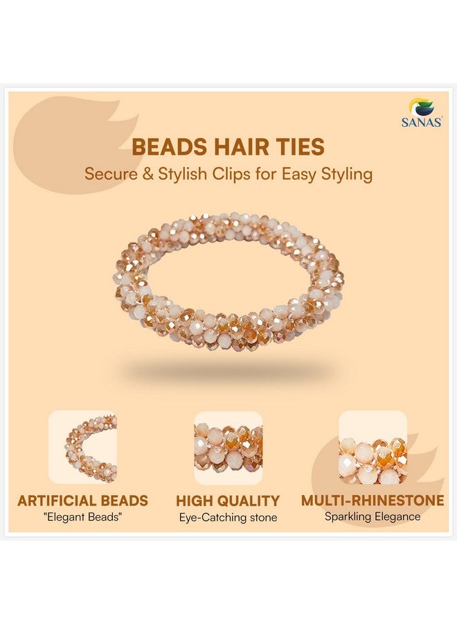 Sanas Sanas Crystal Elastic Hair Band Set 3Pcs Ties Rhinestone Hair Bands Bracelet Hair Accessories for Women & Girls Beads Ponytail Holders 3Pcs (Multicolor) - Image 3