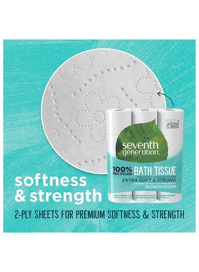 Seventh Generation Toilet Paper White Bathroom Tissue 2-ply 100% Recycled Paper without Chlorine Bleach 24 count, (Pack of 2) - Image 3