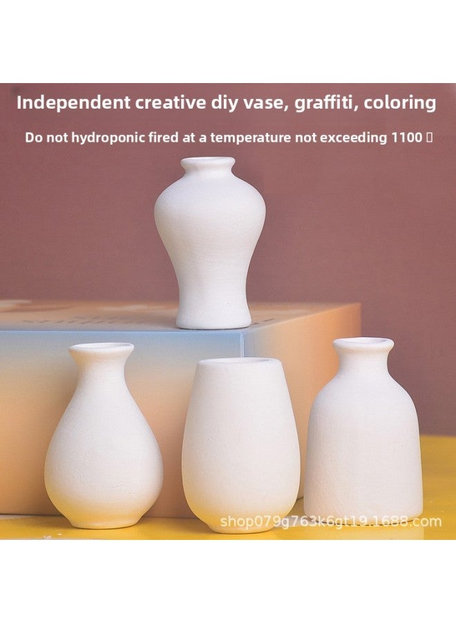 Beauenty Painted Vase Ornaments Gypsum Ceramic Vase Painted Hand Painted White Embryo Mold Parent-child Diy Graffiti-Color:Small Four Gentlemen With 1 Set Of Paint  - Image 4