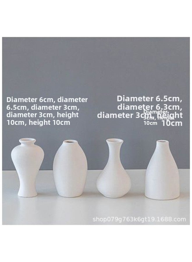 Beauenty Painted Vase Ornaments Gypsum Ceramic Vase Painted Hand Painted White Embryo Mold Parent-child Diy Graffiti-Color:Small Four Gentlemen With 1 Set Of Paint  - Image 3
