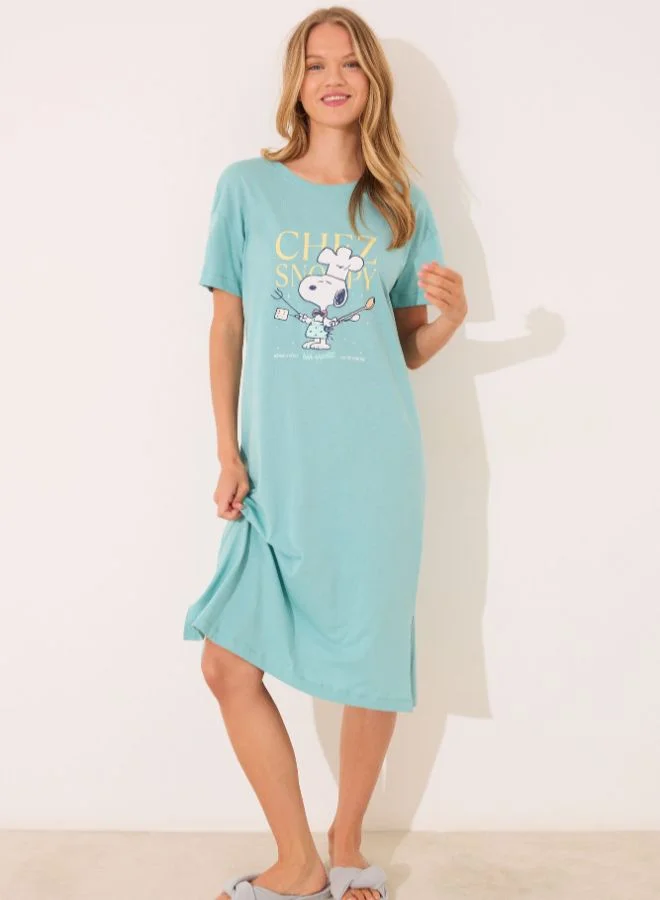 women'secret Long 100% Cotton Sebastian Green Nightgown