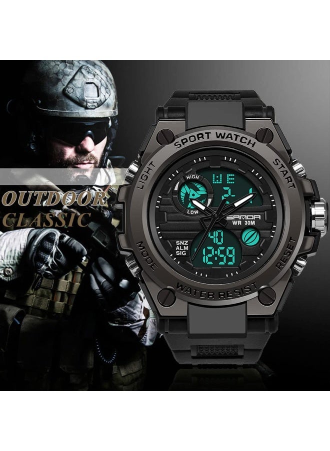 Sanda Men's Watches Sports Outdoor Waterproof Watches Men's Date Multifunction Stopwatch Analog Watch - Image 2