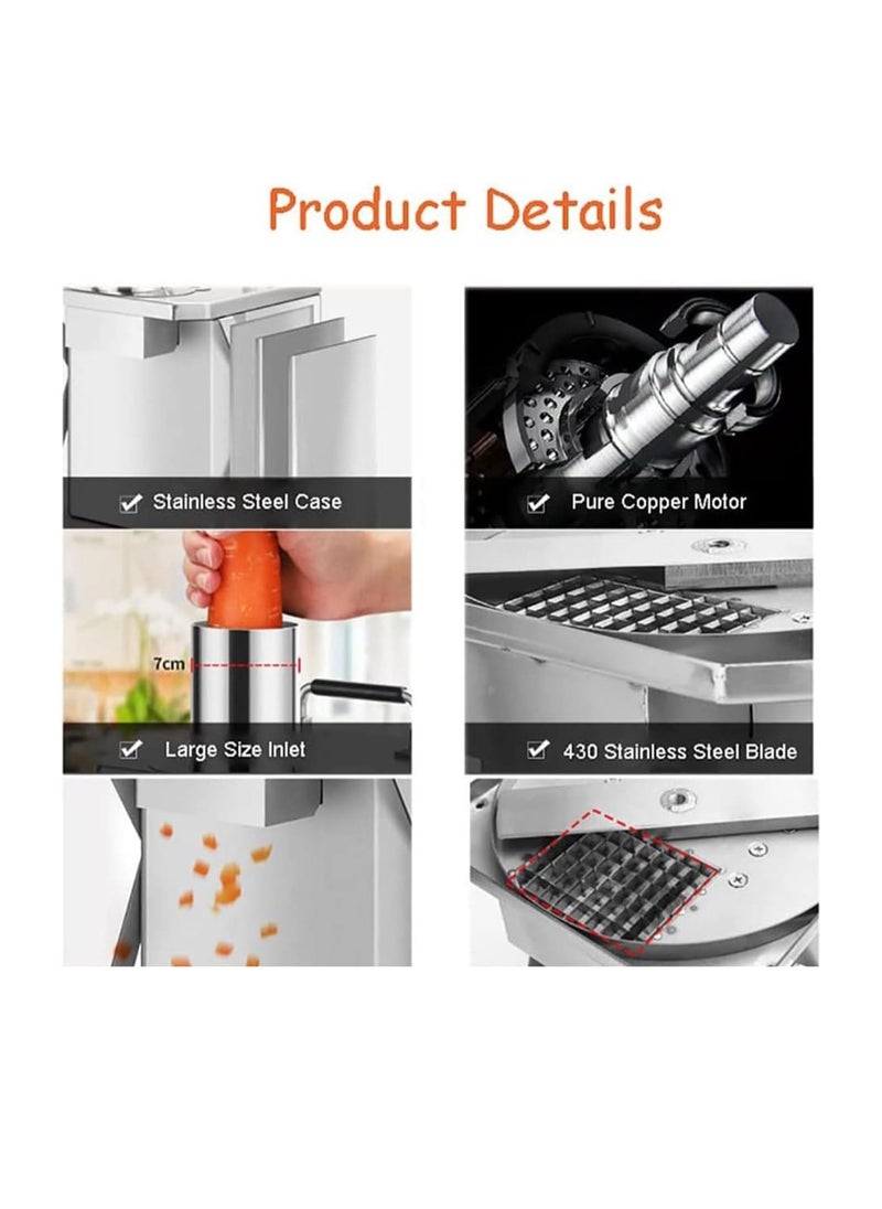 LETWOO - LETWOO Vegetable Dicer,Commercial Electric Onion Dicer Food Dicer,Fruit and Vegetable Dicer,with 6/8/10/12/15mm Dicing Molds Blades Stainless Steel Automatic Fruit and Vegetable Chopper Dicer - Image 1