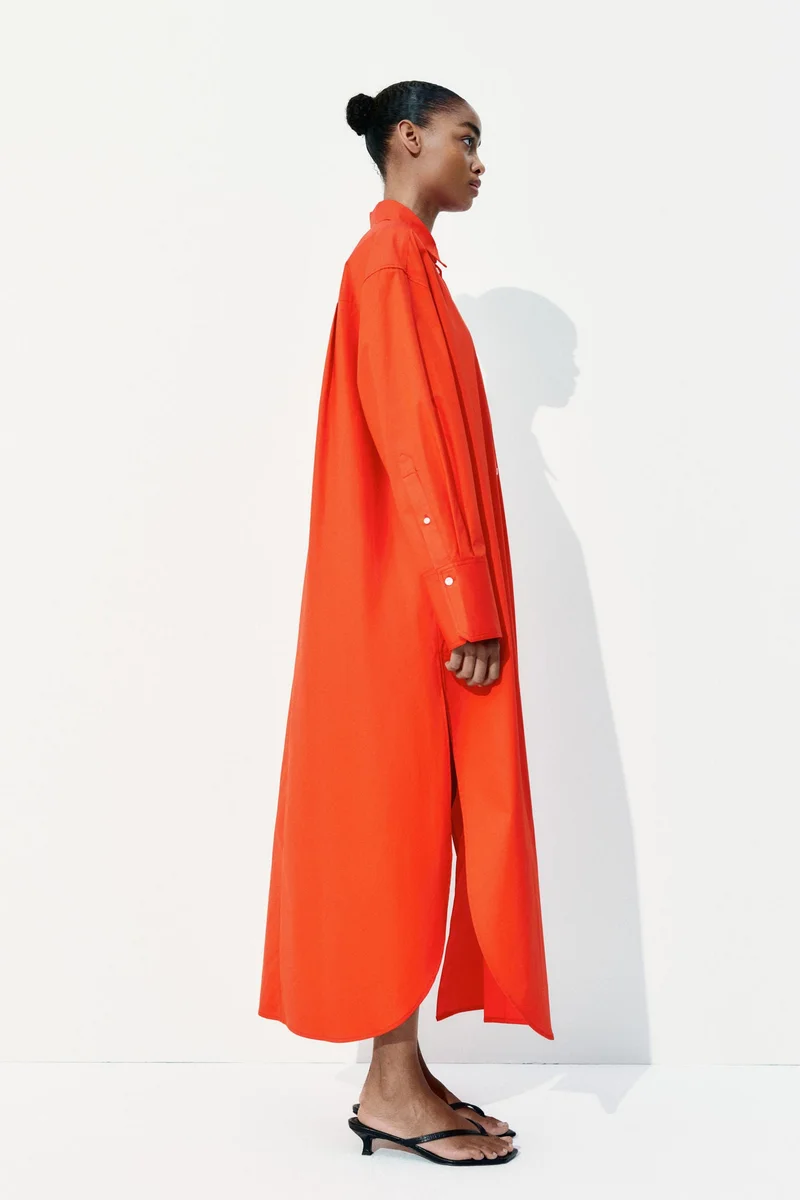 اتش اند ام فستان بتصميم قميص فضفاض من القطن