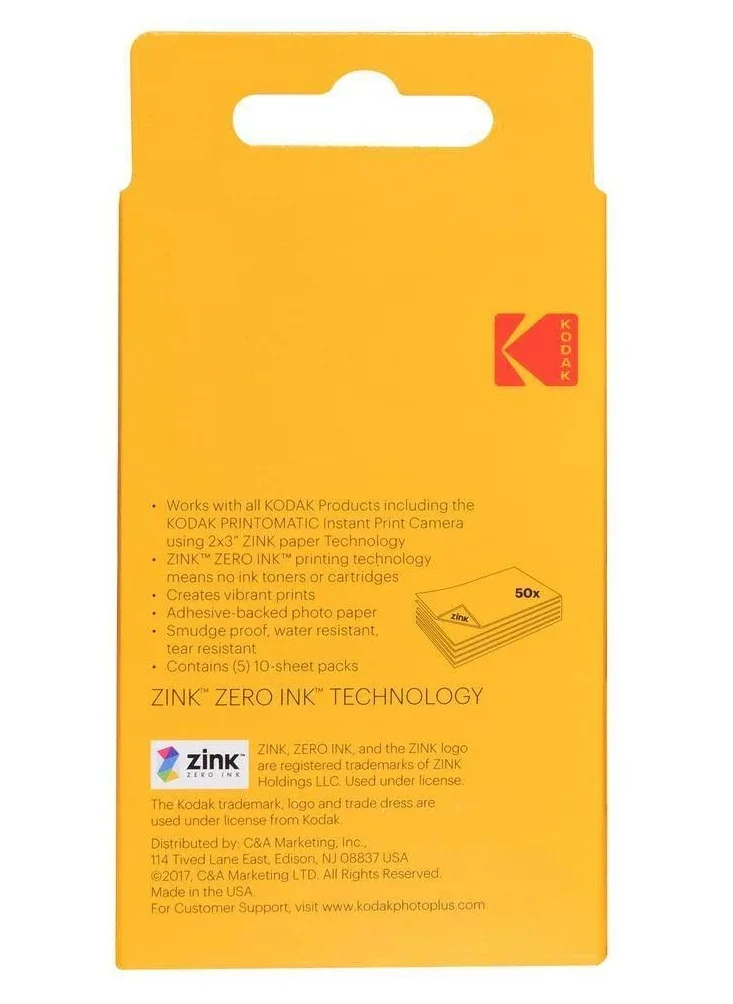 Kodak 50 Sheets 2X3 Premium Zink Photo Paper