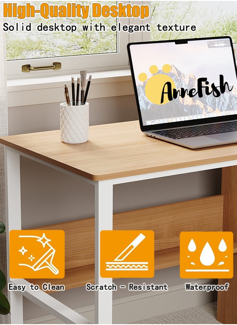 AnneFish - 120*60cm Office PC Table Laptop Desk Multifunction Computer Gaming Table Study Writing Desk Home Work Station With Storage Bookshelf And Drawers With Lock - Image 1