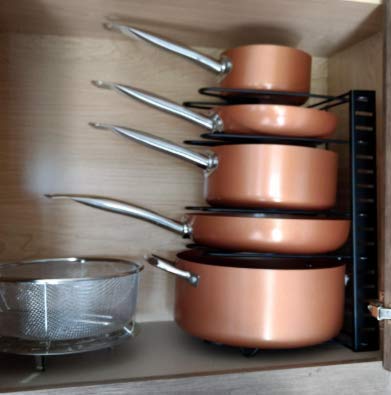 Dhruheer HeavyDuty Adjustable Pan Pot Organizer Rack Holder for Utensils Cookware 5Tier Cookware Holder for Cabinet Cupboard Storage - Image 3
