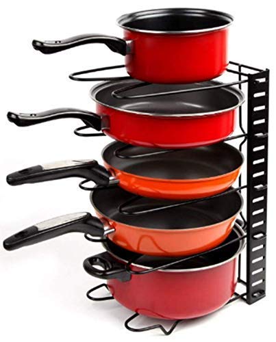 Dhruheer HeavyDuty Adjustable Pan Pot Organizer Rack Holder for Utensils Cookware 5Tier Cookware Holder for Cabinet Cupboard Storage - Image 1