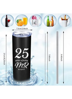 Cunhill 2 Pcs Wedding Anniversary Coffee Mug Being Mr/Mrs Always Right Present Set Anniversary Presents For Couple 20 Oz Mug Tumbler With Lids For Grandparents Parents (25Th Straight)  - Image 2