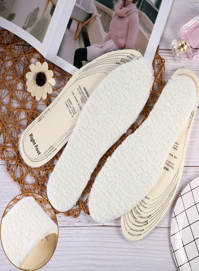 Frienda 2 Pairs Wool Shoe Insoles for Cold Weather Cut to Size Fluffy Shoes Insert Unisex All Size Inner Insole Cosy Warm with Dimension Chart Imitation Wool Insoles, Beige - Image 4