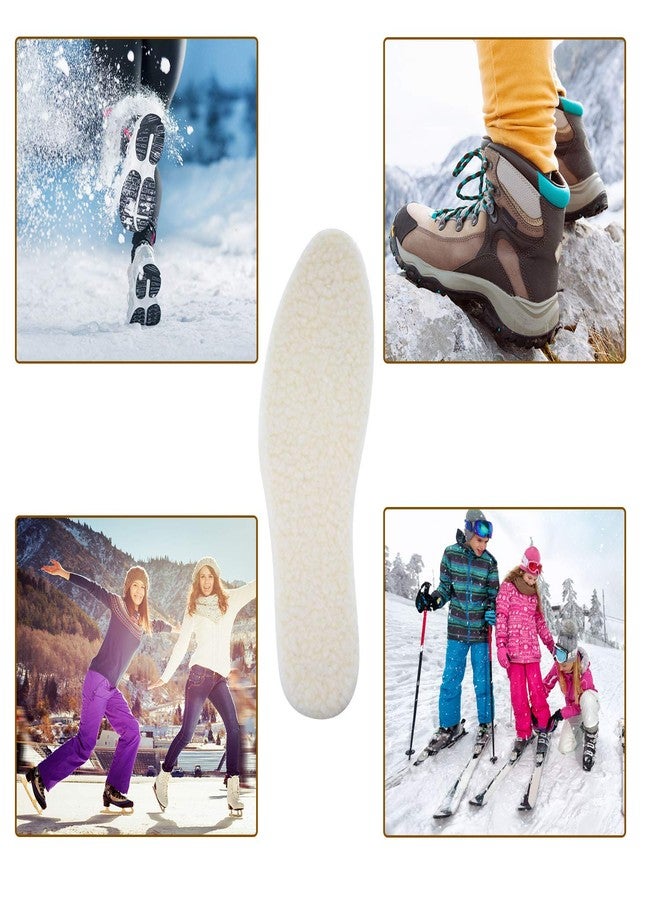 Frienda 2 Pairs Wool Shoe Insoles for Cold Weather Cut to Size Fluffy Shoes Insert Unisex All Size Inner Insole Cosy Warm with Dimension Chart Imitation Wool Insoles, Beige - Image 5