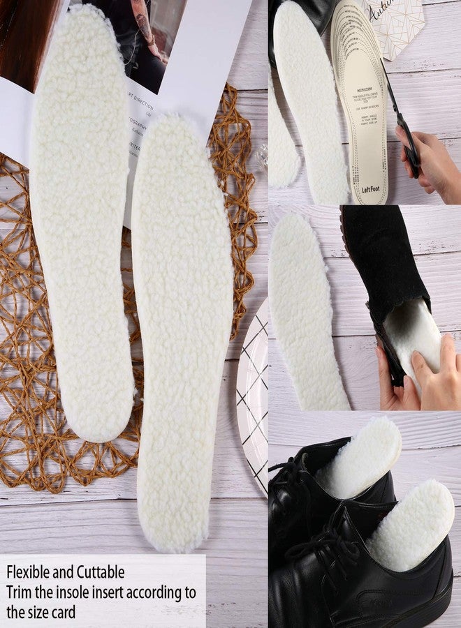 Frienda 2 Pairs Wool Shoe Insoles for Cold Weather Cut to Size Fluffy Shoes Insert Unisex All Size Inner Insole Cosy Warm with Dimension Chart Imitation Wool Insoles, Beige - Image 3