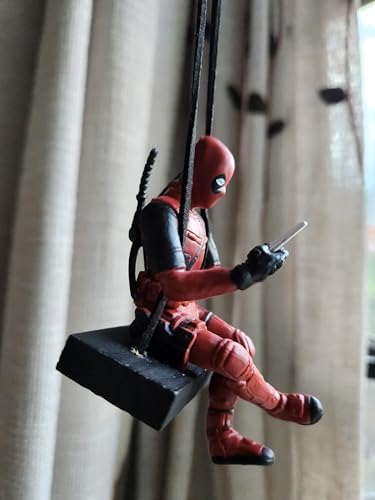 WYJS Funny Anime Car Mirror Hanging Accessories - Deadpool Ornaments Rearview Mirror Decoration - Christmas Car Interior Decor - Image 5