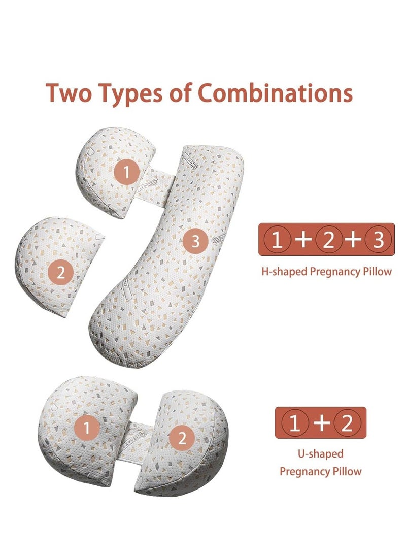 وسائد الحمل للنوم ، وسادة الجسم الناعمة للحمل مع غطاء وسادة قابل للفصل والتعديل ، وسادة الأمومة للبطن والظهر والساقين والوركين (أبيض) - Image 2