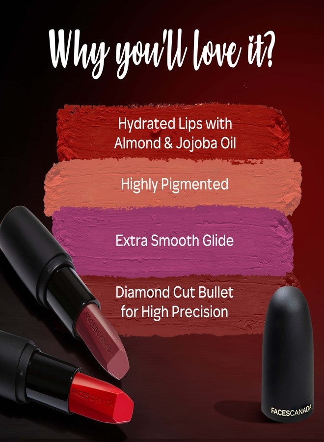 Facescanada FACES CANADA Weightless Matte Lipstick - Forsake Beauty 01 (Brown), 4.5g | Highly Pigmented Lip Color | Smooth One Stroke Glide | Moisturizes & Hydrates Lips | Vitamin E, Jojoba & Almond Oil Enriched - Image 3