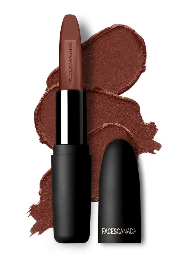 Facescanada FACES CANADA Weightless Matte Lipstick - Forsake Beauty 01 (Brown), 4.5g | Highly Pigmented Lip Color | Smooth One Stroke Glide | Moisturizes & Hydrates Lips | Vitamin E, Jojoba & Almond Oil Enriched - Image 1
