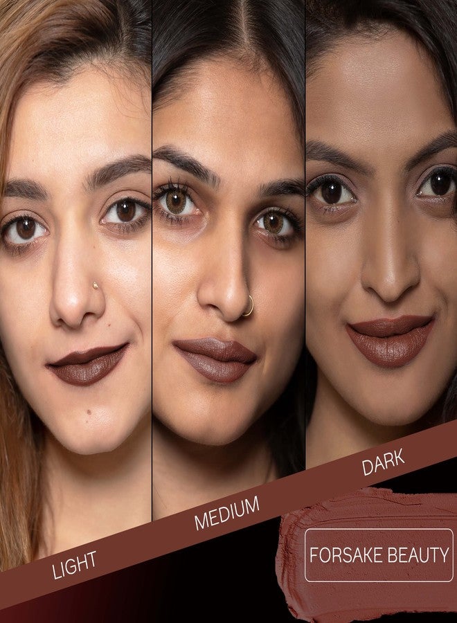 Facescanada FACES CANADA Weightless Matte Lipstick - Forsake Beauty 01 (Brown), 4.5g | Highly Pigmented Lip Color | Smooth One Stroke Glide | Moisturizes & Hydrates Lips | Vitamin E, Jojoba & Almond Oil Enriched - Image 2
