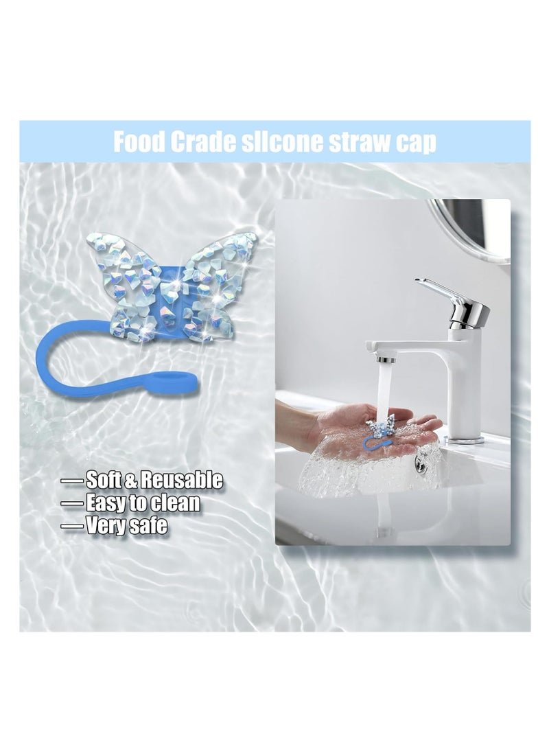 KASTWAVE إكسسوارات ستانلي تشارم، غطاء قش مزين بقوس وماسة، إكسسوارات كوب ستانلي 40/30 أونصة، إكسسوارات غطاء ستانلي، إكسسوارات كأس فريد مزين، أزرق - Image 4