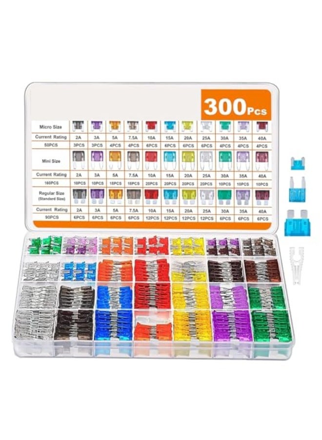 Azonee Car Fuse Kit, 350pcs Automotive Fuses (2A-40A), Including Micro, Mini, Standard Sizes, Fuse Puller, UL Listed, Zinc & Plastic Material - Image 1