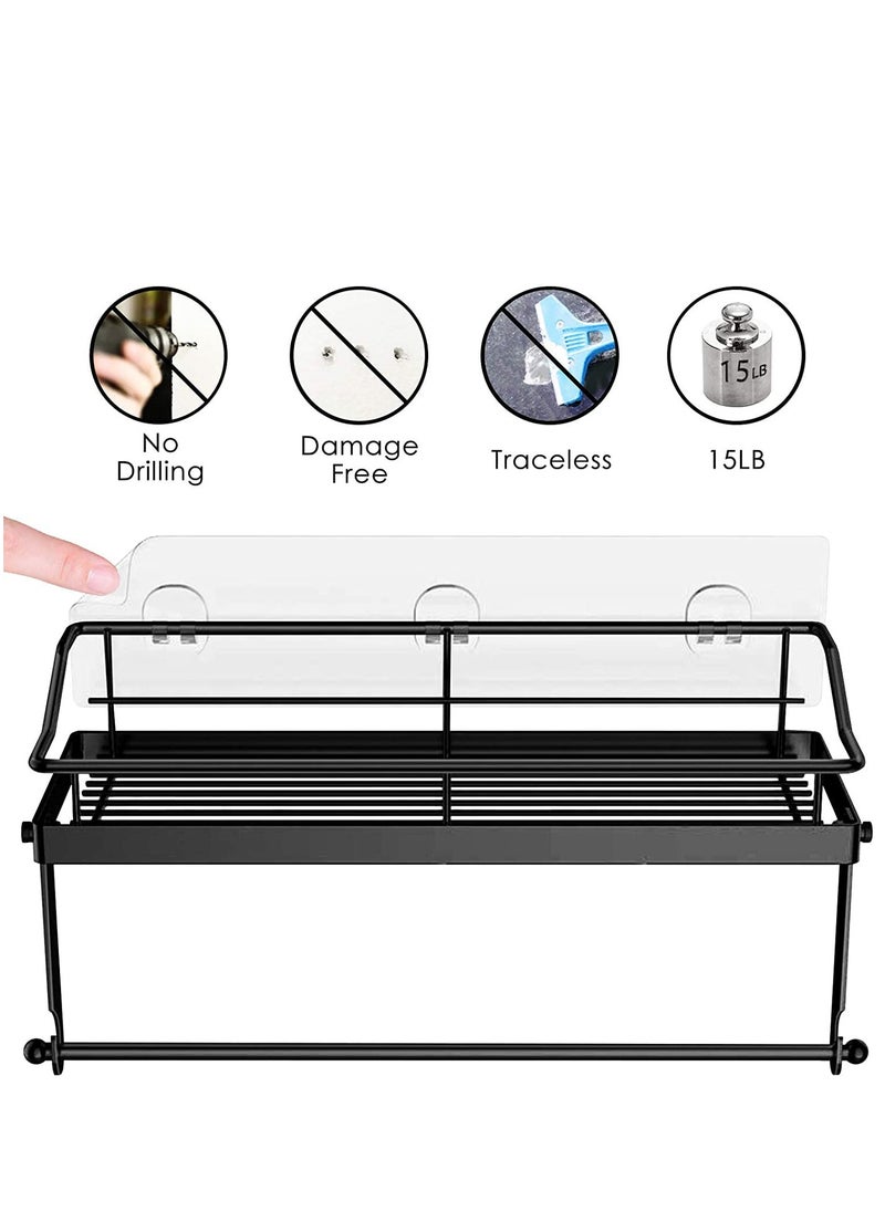 Generic - Durable 2-in-1 Paper Towel Holder with Shelf for Kitchen and Bathroom Wall Mount Rustproof SUS304 Stainless Steel No Drilling Black Design - Image 1